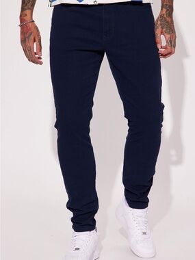Fashion NOVA MEN Mac Chino Skinny 5 Pocket Pants Navy Blue Size 42 - Used